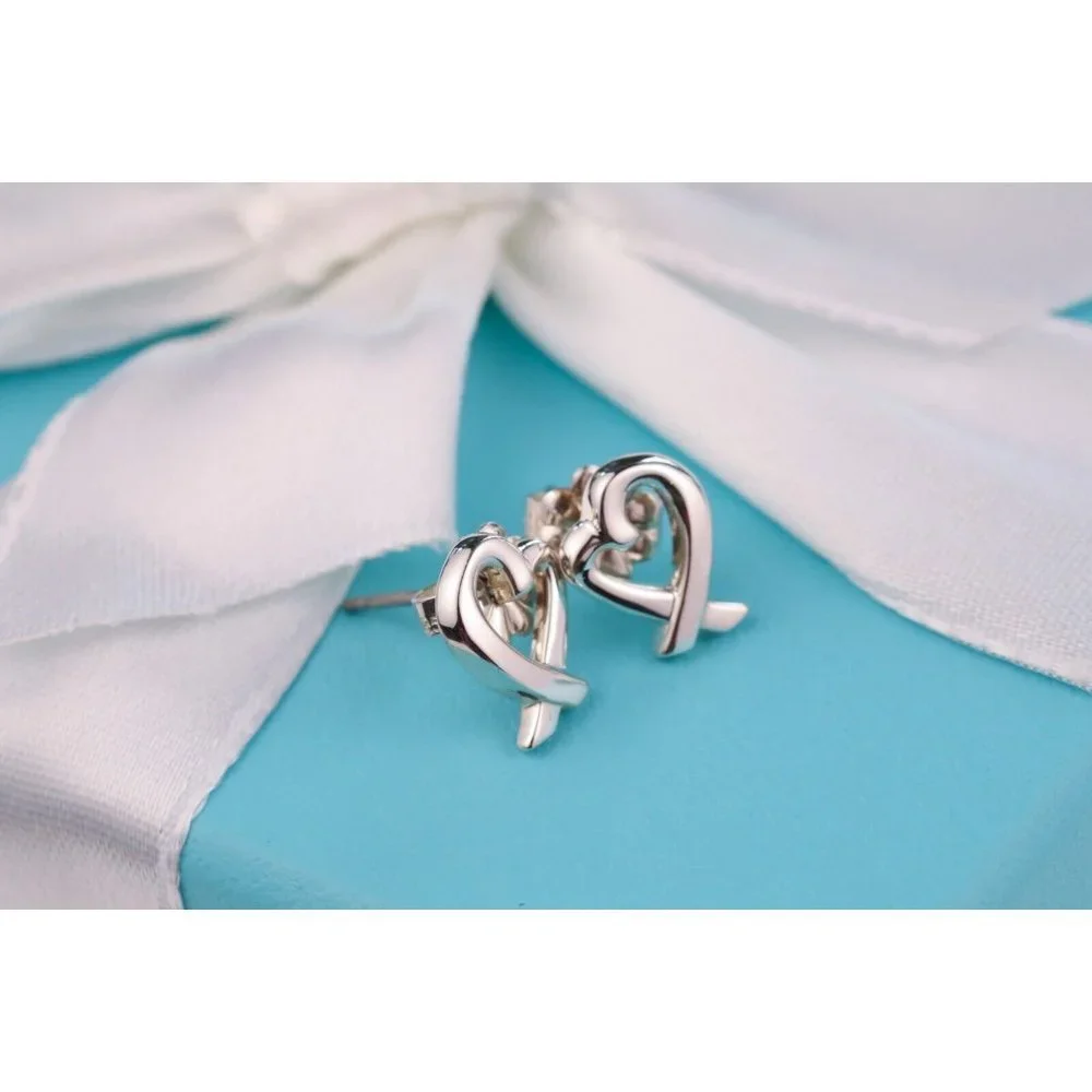 Tiffany & Co. Paloma Picasso Loving Heart Stud Earrings in Sterling Silver 10mm - Picture 6 of 8